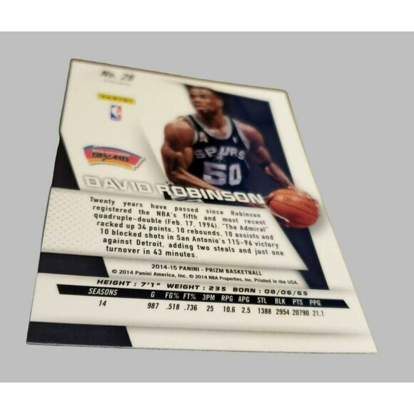 2014-15 Panini PRIZM DAVID ROBINSON Silver San Antonio Spurs Basketball Card# 28 - Picture 9 of 9